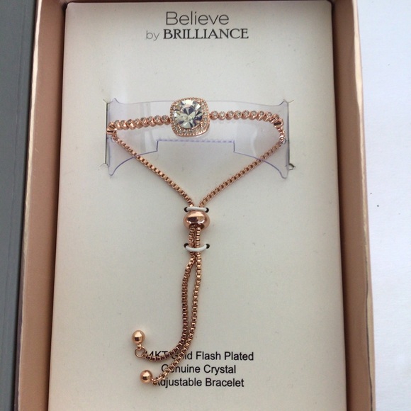 BELIEVE BY BRILLIANCE ROSE GOLD 14k GOLD FLASH PLATED CRYSTAL BRACELET N… - Picture 7 of 16